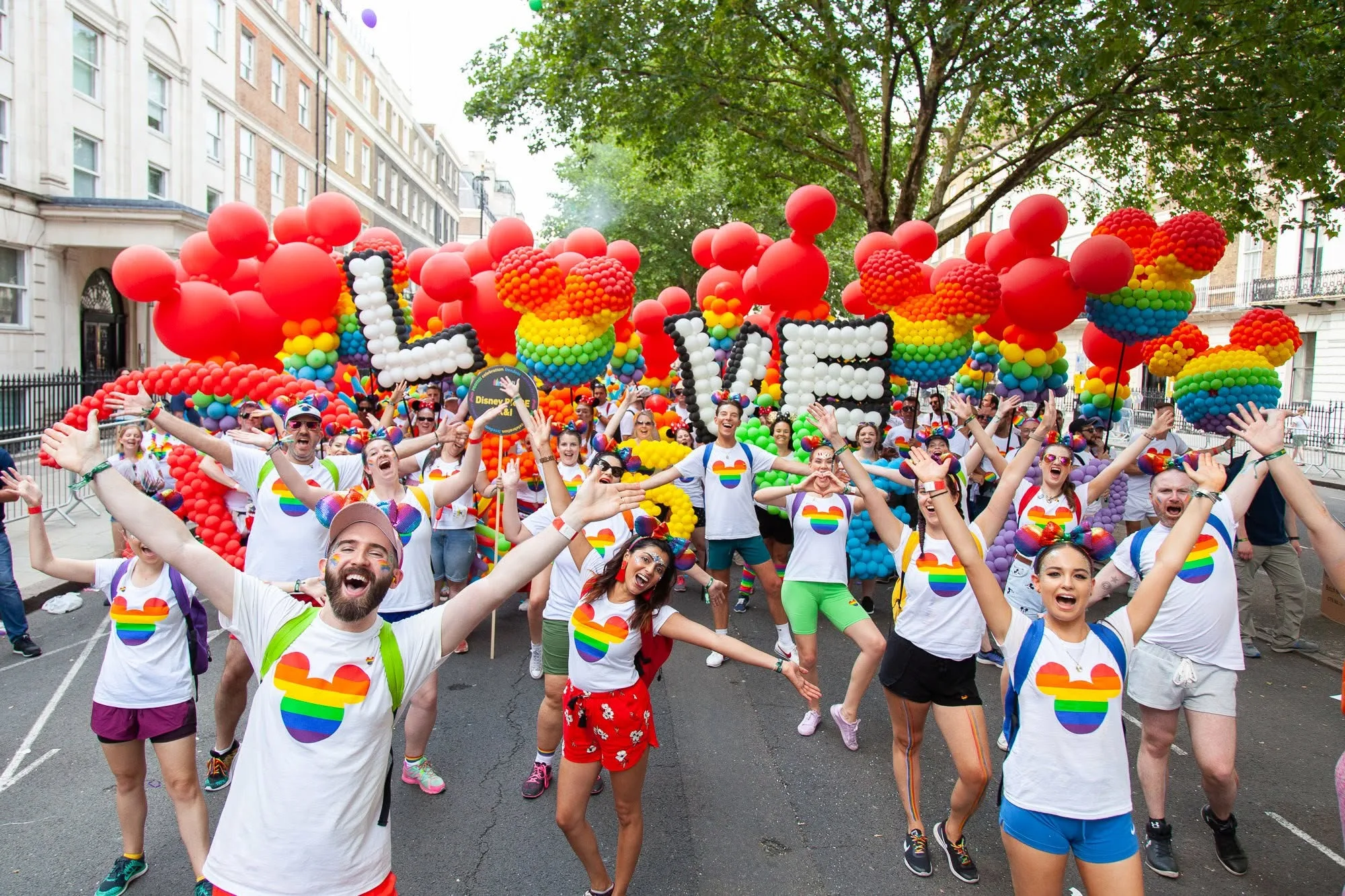 Disney employees marching in a Pride parade