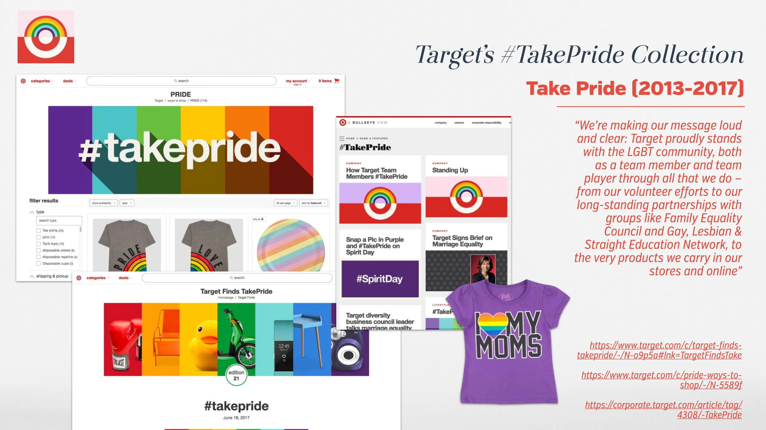 Competitive research on Target's #TakePride collection